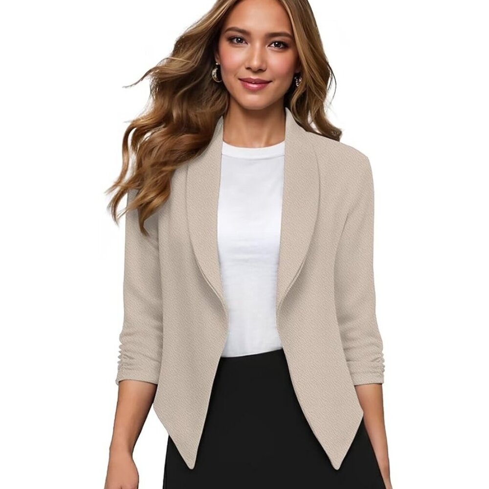 ✨ Hybrid & Company Open Front Blazer in Stone, 2X ✨